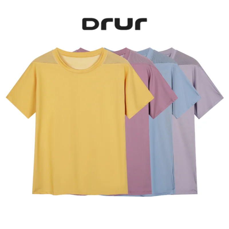 

DRUR Женские топы для тренировок и бесшовные спортивные рубашки с короткими рукавами для занятий йогой и тренажерным залом Свободные дышащие футболки с сеткой на спине