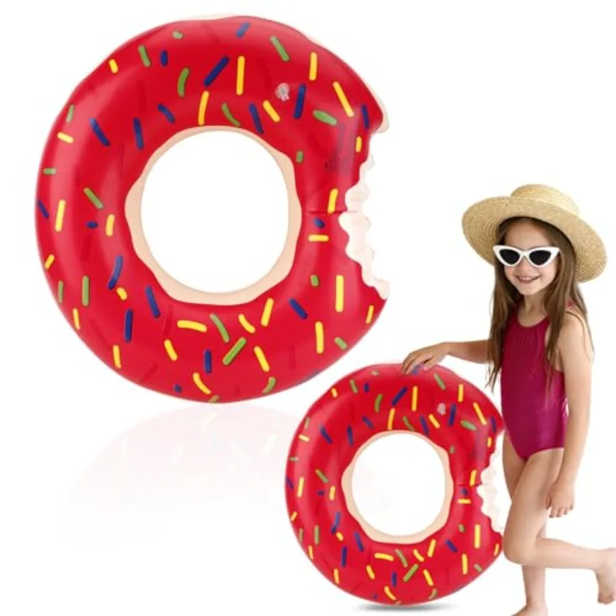 

Inflatable Donut Pool Float for Adult Women Men Beach Water Swimming Party Decorations Blue and Pink Lightweight and Durable Ma