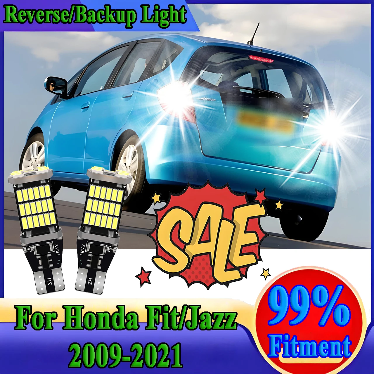 2PCS T15 W16W Canbus LED Reverse Light 6000K White Plug and Play For Honda Fit/Jazz 2009 2010 2011 2012-2021 BackUp Back Up Lamp