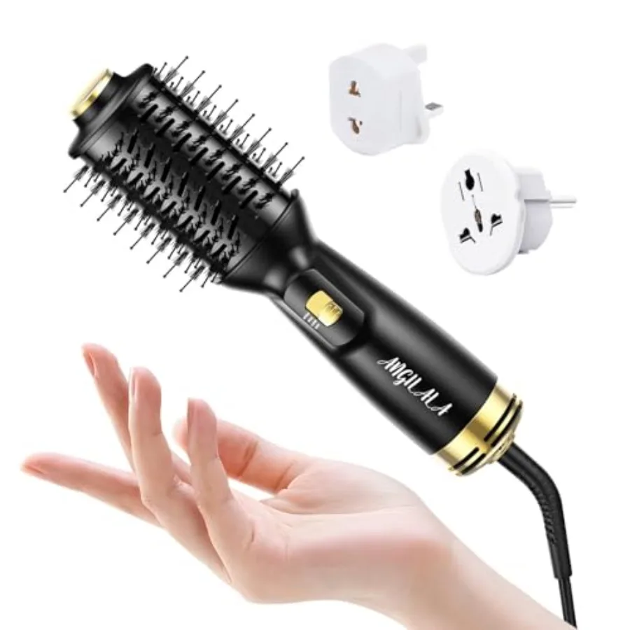 

Dual Voltage 100~250V Mini Hair Dryer Brush with European Plug Adapter for International Travel Europe Travel Essentials for Wo