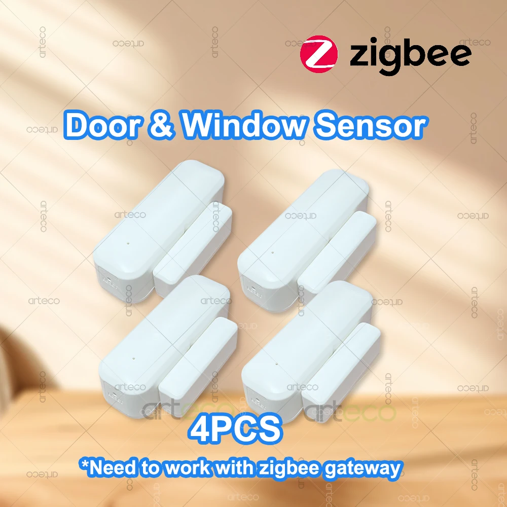 4Pcs Zigbee Tür Fenster Sensor Smart Home Sicherheit Einbrecher Drahtlose Fenster Offen Geschlossen Detektor Funktioniert Mit Gateway Zigbee2MQTT
