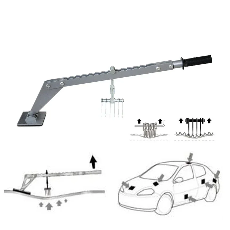 Dent Pull Bar Portable Multi Hook Puller Single Leg Levelling Bar Car Repair Spot Lever Puller 6 Finger Claw Lifter