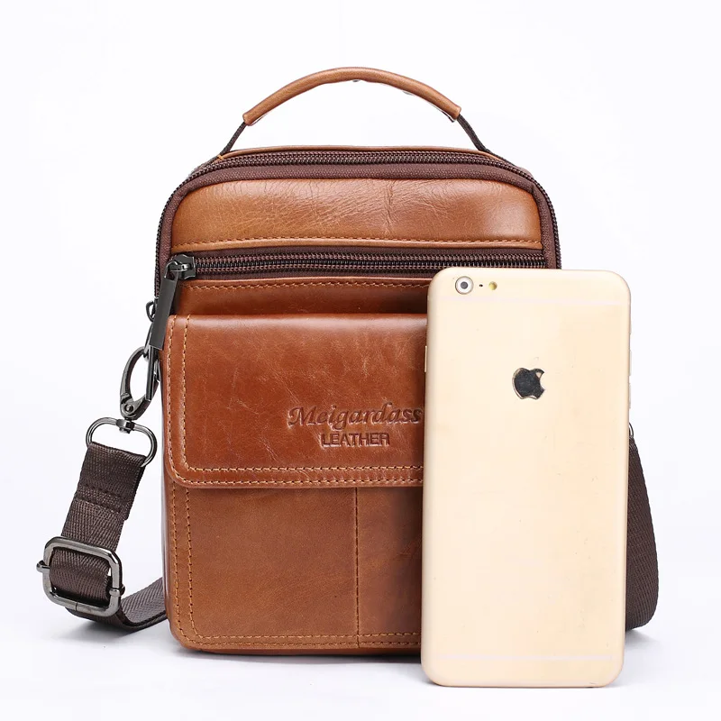 Vintage Genuine Leather Men's Shoulder Bag High Quality Cowhide Male Messenger Bag Mini Casual Crossbody Bag Fashion Handbag