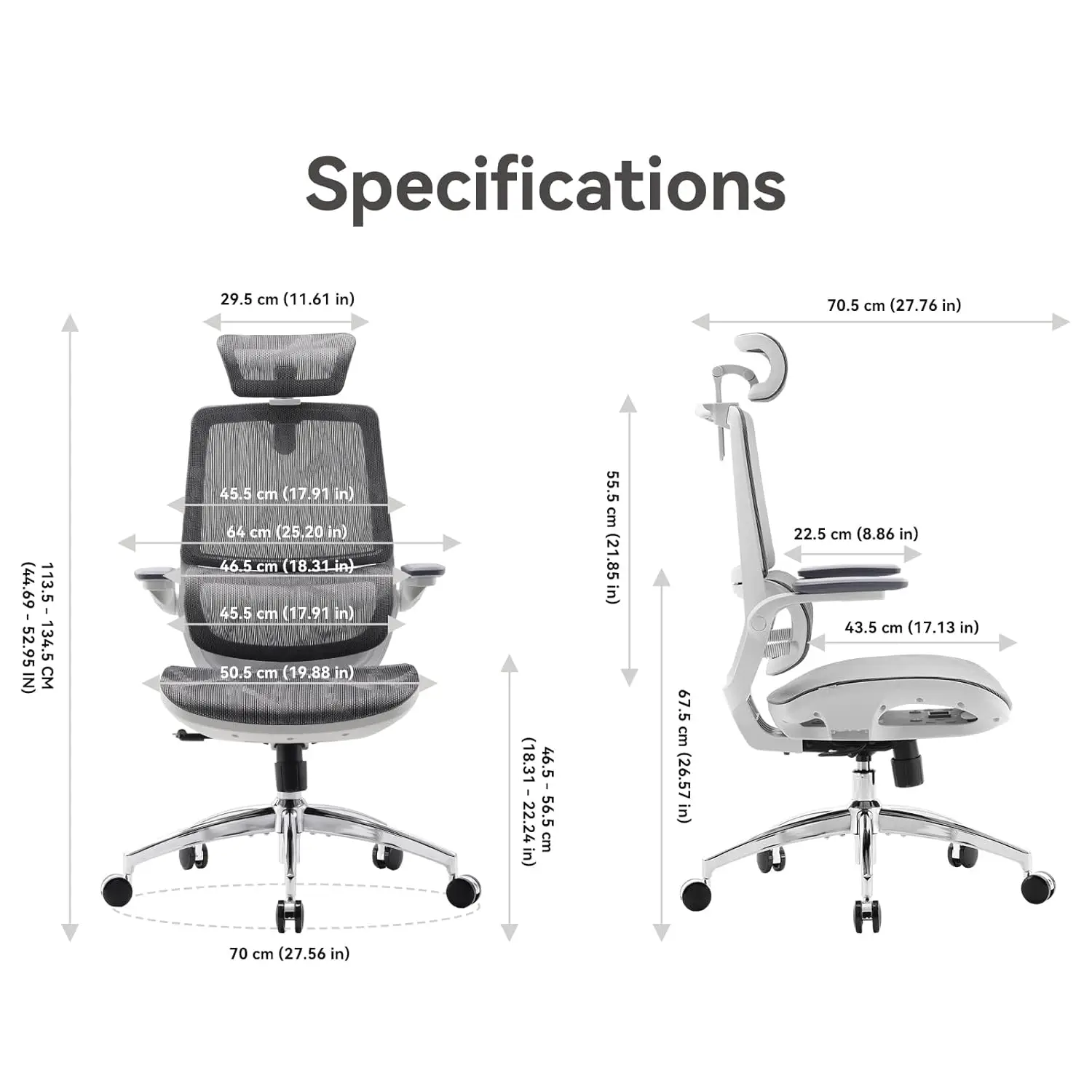 Ergonomic Office Chair, Desk Chair with 3D Flip-up Armrests, Computer Chair with Dual Back Design and Adaptive Dynamic Lum