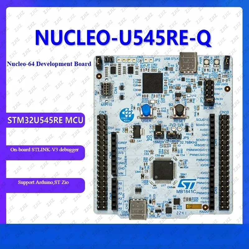

NUCLEO-U545RE-Q Nucleo-64 Плата Dev STM32U545RET6 MCU SMPS 160 МГц Arm Cortex-M33 2 МБ флэш-памяти для IoT сверхнизкой мощности
