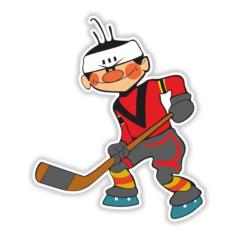 Various Sizes Personality  Decal Hockey Player  Waterproof Car Sticker on Motorcycle Laptop Decorative 13cm PVC KK