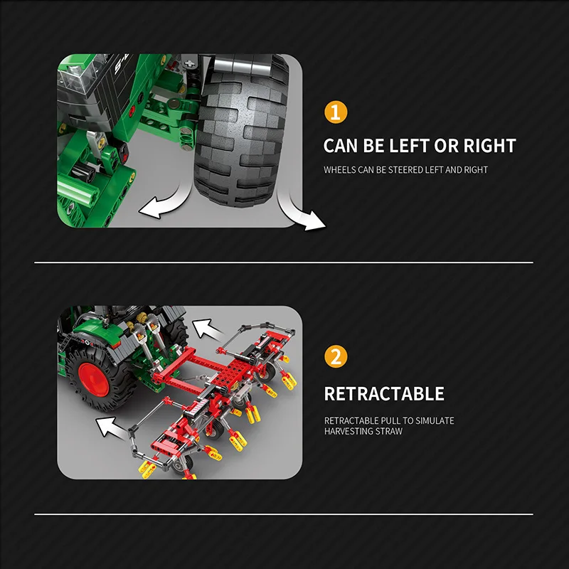 บล็อกตัวต่อรถแทรกเตอร์ไฟฟ้าทางเทคนิค - ของเล่นก่อสร้างควบคุมระยะไกล ปริศนาที่ท้าทายสําหรับผู้สร้างหนุ่มสาว