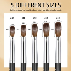 Kemeisi-Kolinsky Acrylic Brush Set of Nail, Professional Art Accessories, 3D, Pure, Handmade, #8- #16 12 Main sales brush Kolinsky - №4
