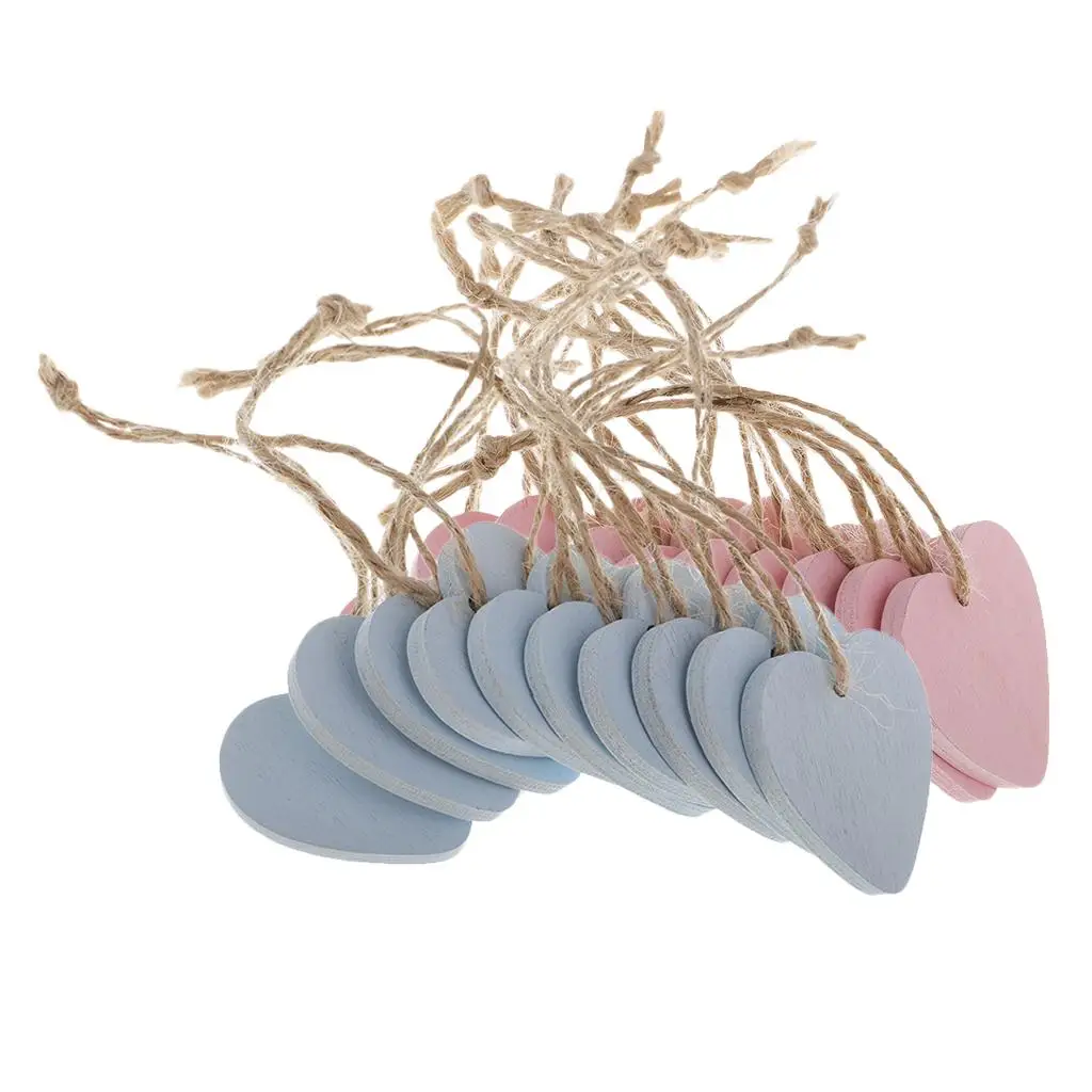 

20x Mini Wooden Heart Tags Embellishment for Weddings Party Decor