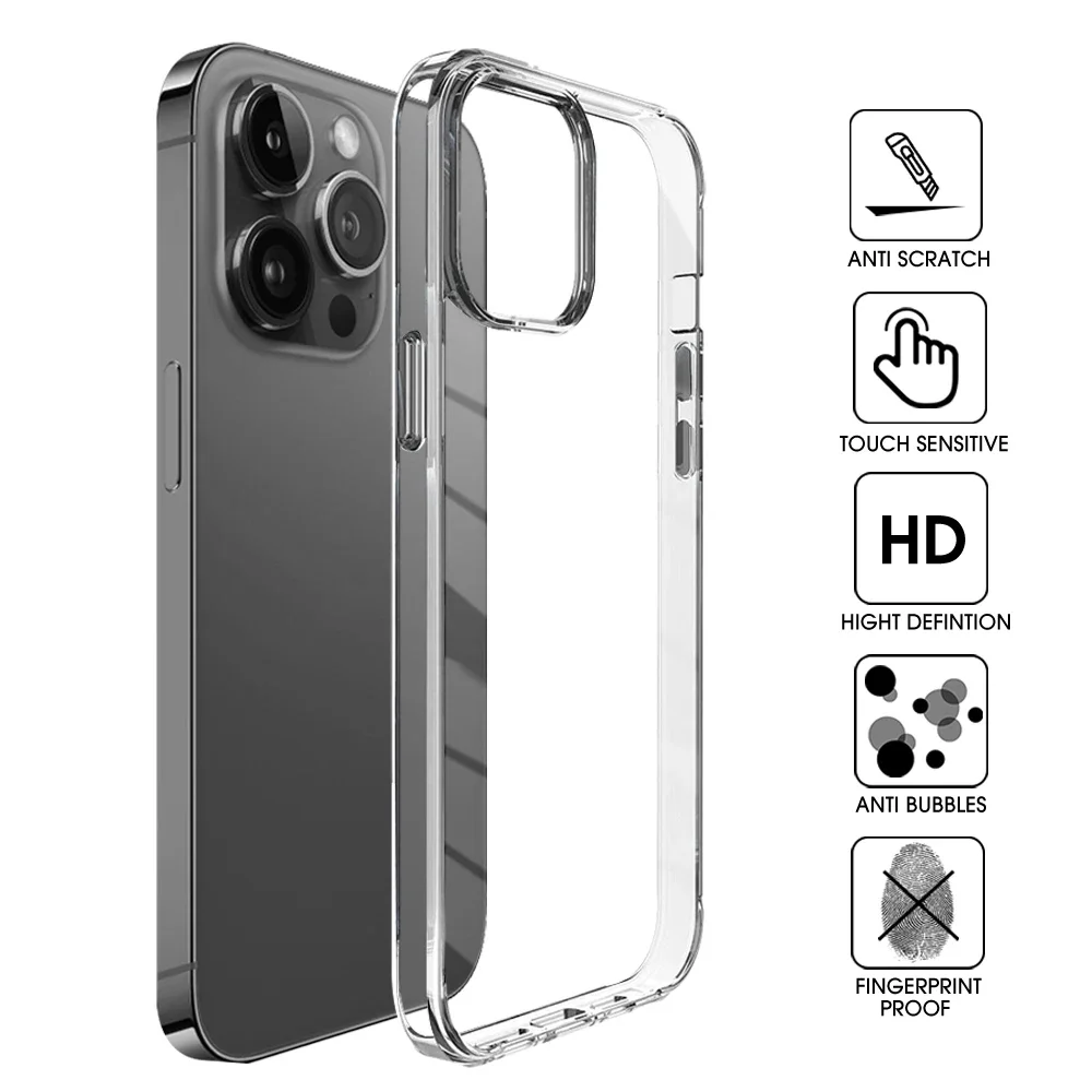 Clear Case for iPhone 15 15Pro Shockproof Thin Cover Yellowing-Resistant Slim Transparent TPU Phone Case For iPhone 15 Pro Max