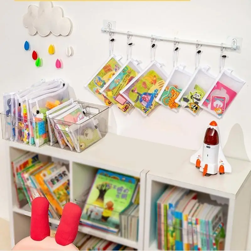 Transparent Mesh Storage Bags For Toy Organization With Secure Zippered Closure Kids Puzzle Sorting Pouches X3UC