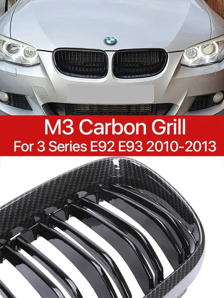 

New! M Sport Lower Front Bumper Kidney Grille Carbon Fiber M-Tri Color M3 Grills For BMW 3 Series E92 E93 LCI 2010 2011 2012 201