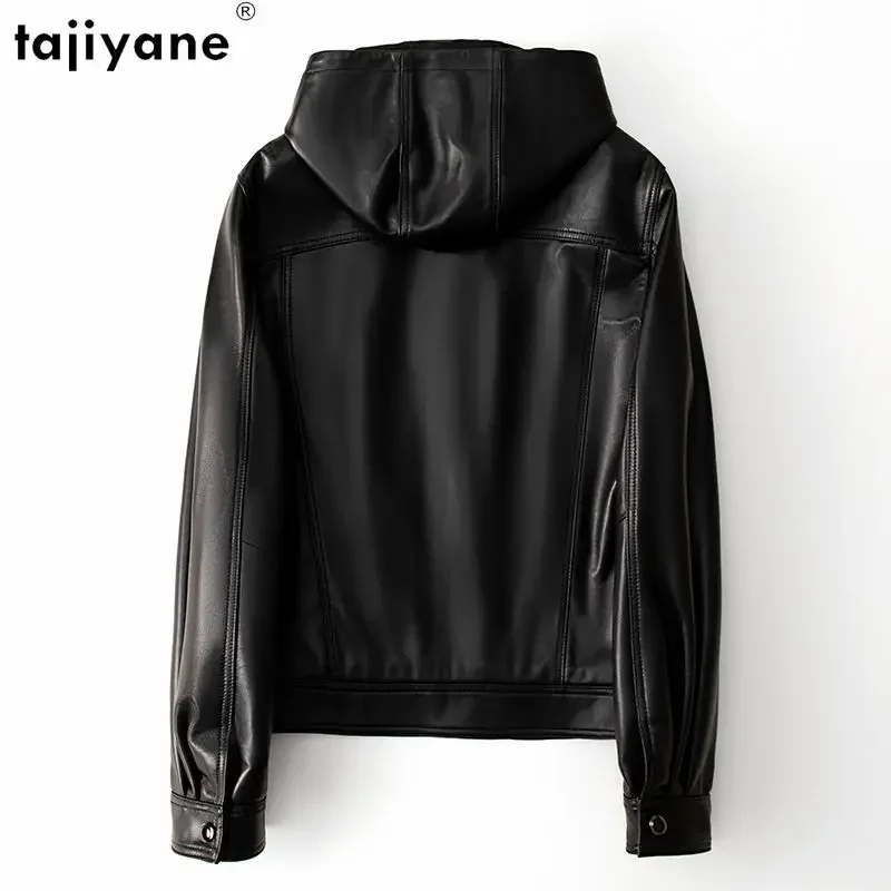 Tajiyane Genuine Leather Jacket Women 2023 Casual 100% Real Sheepskin Coat Hooded Black Streetwear Jaqueta De Couro Feminina