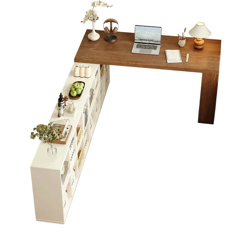 HYS solid wood corner desk, bedroom computer desk, storage cabinet, integrated semi-enclosed bedside cabinet, home student study