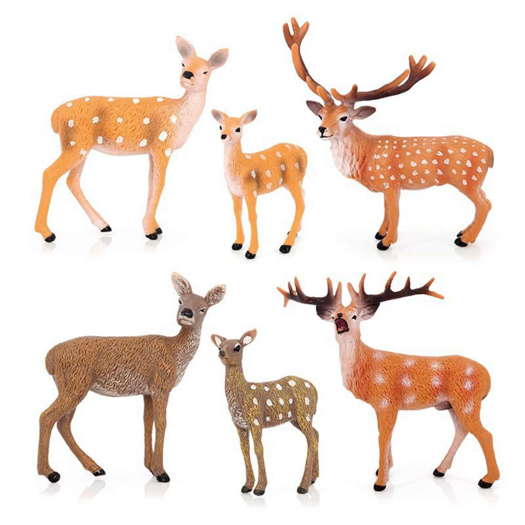 

6Pcs/Set Sika Deer Figurine Animal Figurine Sika Deer Toy Cake Decoration Birthday Gift Party Decoration Toys