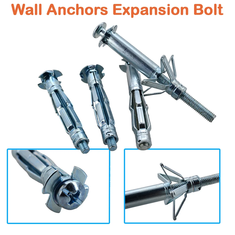 Anclajes de pared huecos M4 M5 M6 M8, tornillo de expansión para tablero de yeso, fijación de tornillo de pared, Kit de tornillos de expansión de Metal para tablero de yeso
