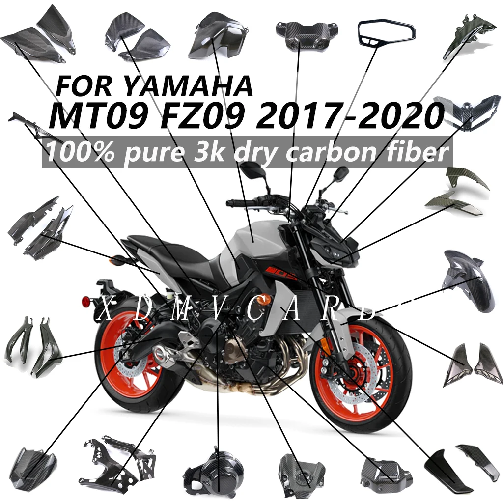 

For YAMAHA MT09 FZ09 2017 2018 2019 2020 3K Carbon Fiber Motorcycle Parts Fender Fuel Tank Cover Side Panel Full Fairing Kits