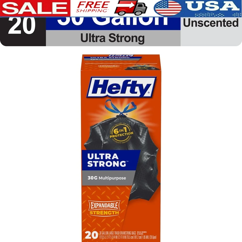 

Сверхпрочные большие мешки для мусора, 30 галлонов, без запаха, устойчивые к проколам, застежка на шнурке, сверхмощная чистка, 20 шт.