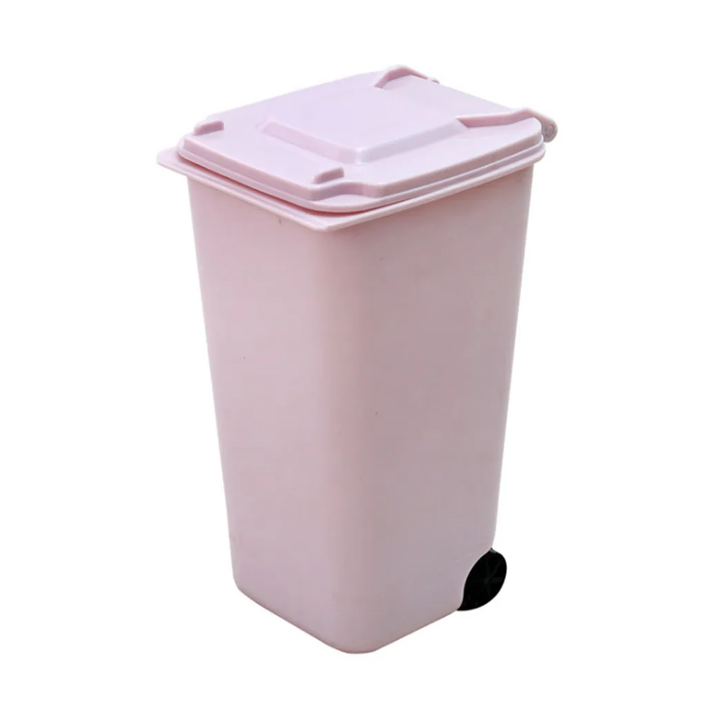 1PCS Mini Plastic Trash Can Storage Desktop Organizer Pen Pencil Holder