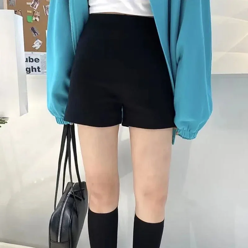 Shorts Frauen Feste Hohe Taille Alle-spiel Mode Streetwear Freizeit Heiße Einfache Weibliche Dünne Sommer Komfortable Bauch Chic Jugend