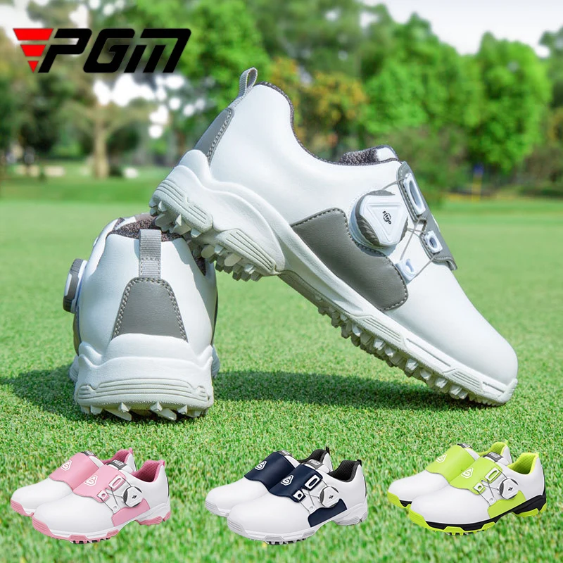 

PGM Golf Shoes Kids Waterproof Sneakers Boys Girls Non-slip Breathable Golf Shoes Quick Lacing Footwear Ultra-light Trainer