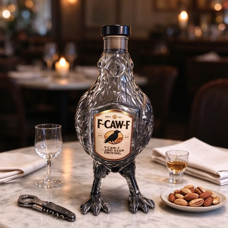 Novelty Bird Crow Glass Wine Decanter 350ml Clear Liquor Bottle for Whiskey Bourbon Home Bar Table Decor Collectible Gift