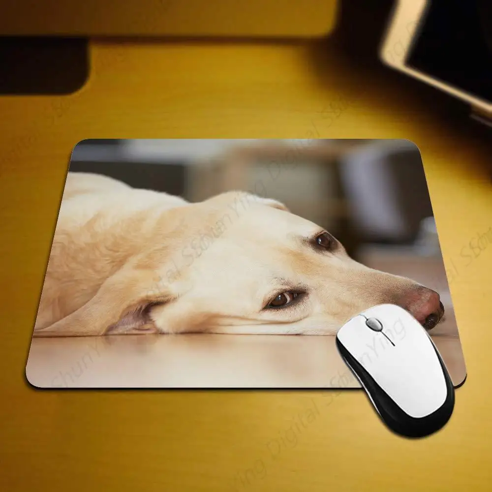 Game Mouse Pad Yellow Labrador Retriever Waiting At Home With Non Slip Rubber Suitable For Computers Laptops Offices Mouse Pads