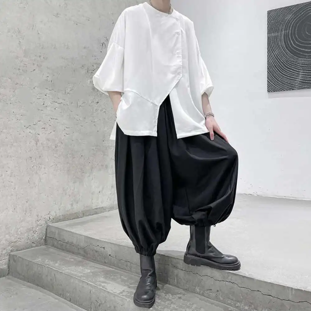 Men's New Pants Ual New Mens Dark Bloomers Genderless Style 2025 Personality Loose Streetwear Eight-Point Harem Pants Unisex