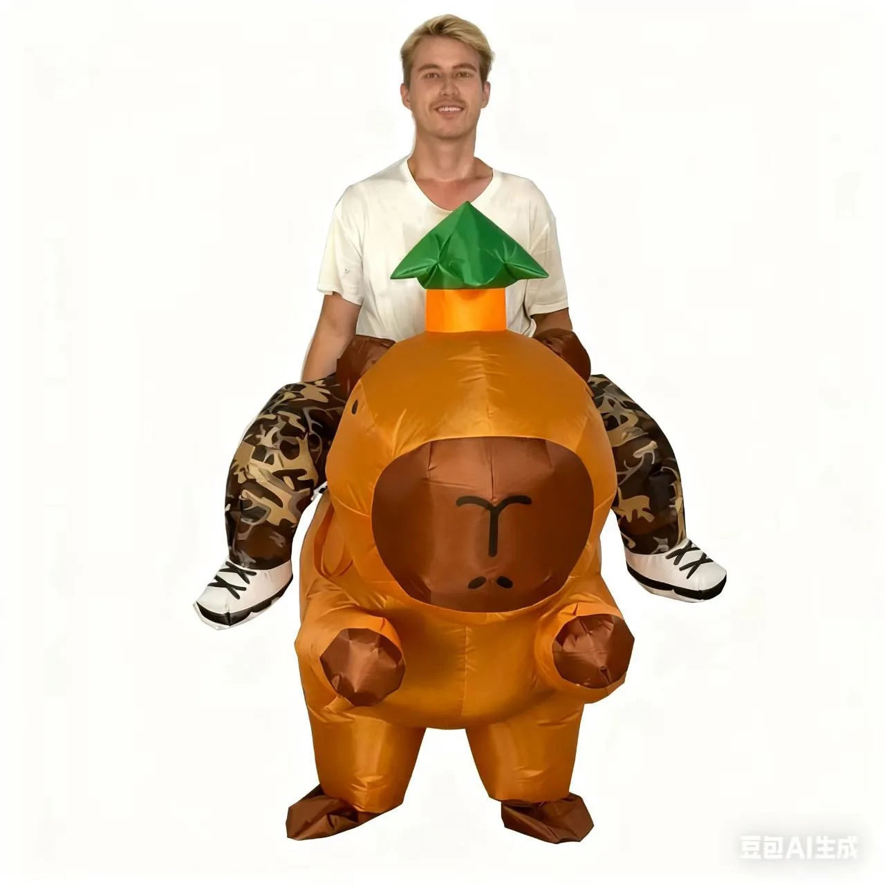 Aufblasbares Capybara-Reitkostüm für Partys und Rollenspiele. Aufblasbares Weihnachts- und Halloween-Kostüm für 4,9–6,2 Fuß