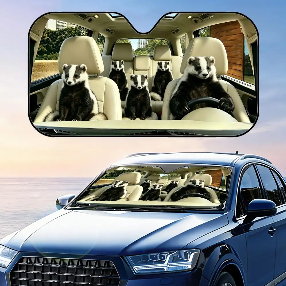 

Animal Skunk Driving Sun Visor Foldable Universal Car Windshield Sun Shade UV Protection Heat Insulation Foldable Cover