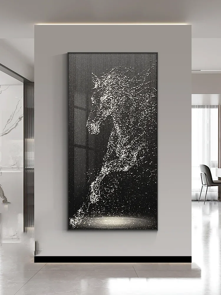 Imagem -02 - Moderna Luz Led Pendurada Pintura Alpendre Arte Cavalo Abstrato Italiano Sala de Estar Corredor Luz Mural Decoração