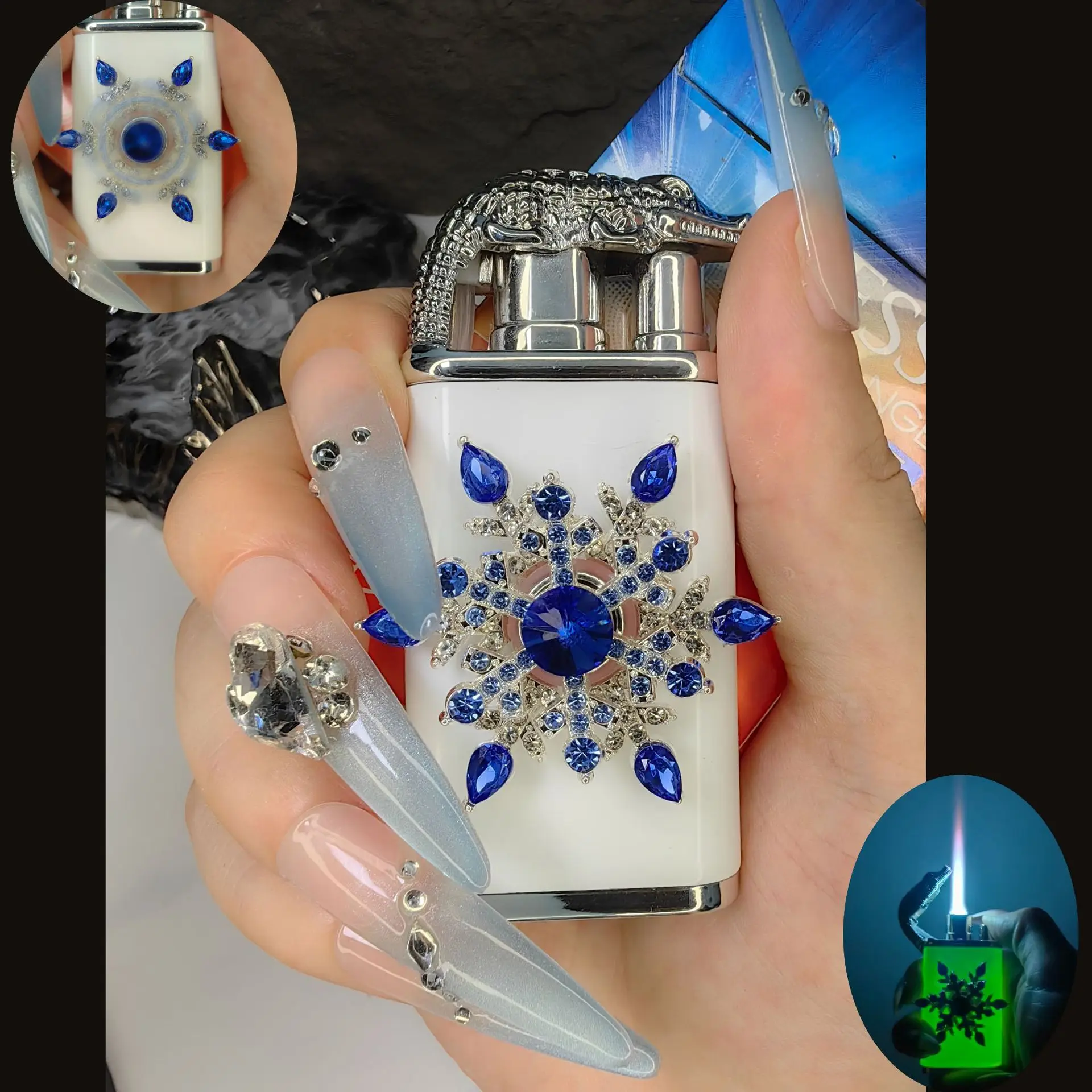 

New Fashionable High Beauty Lighter Convenient Double Fire Personalized Creative Men's and Women's Cigarette Lighter Gift