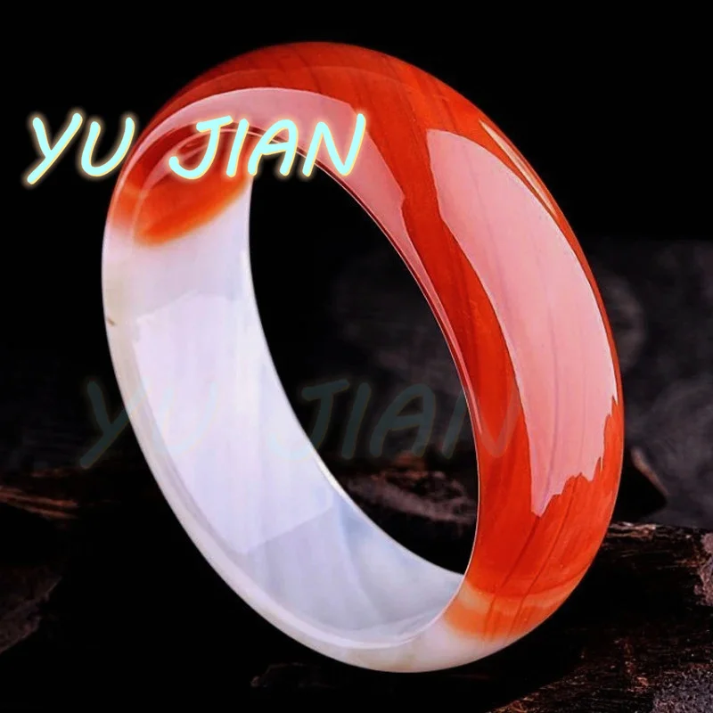 

New Fine Jewelry Jade Bangle Women Genuine Natural Jadeite Red White Two-color Certified HANDRING Bracelet Girlfriend Mom Gift