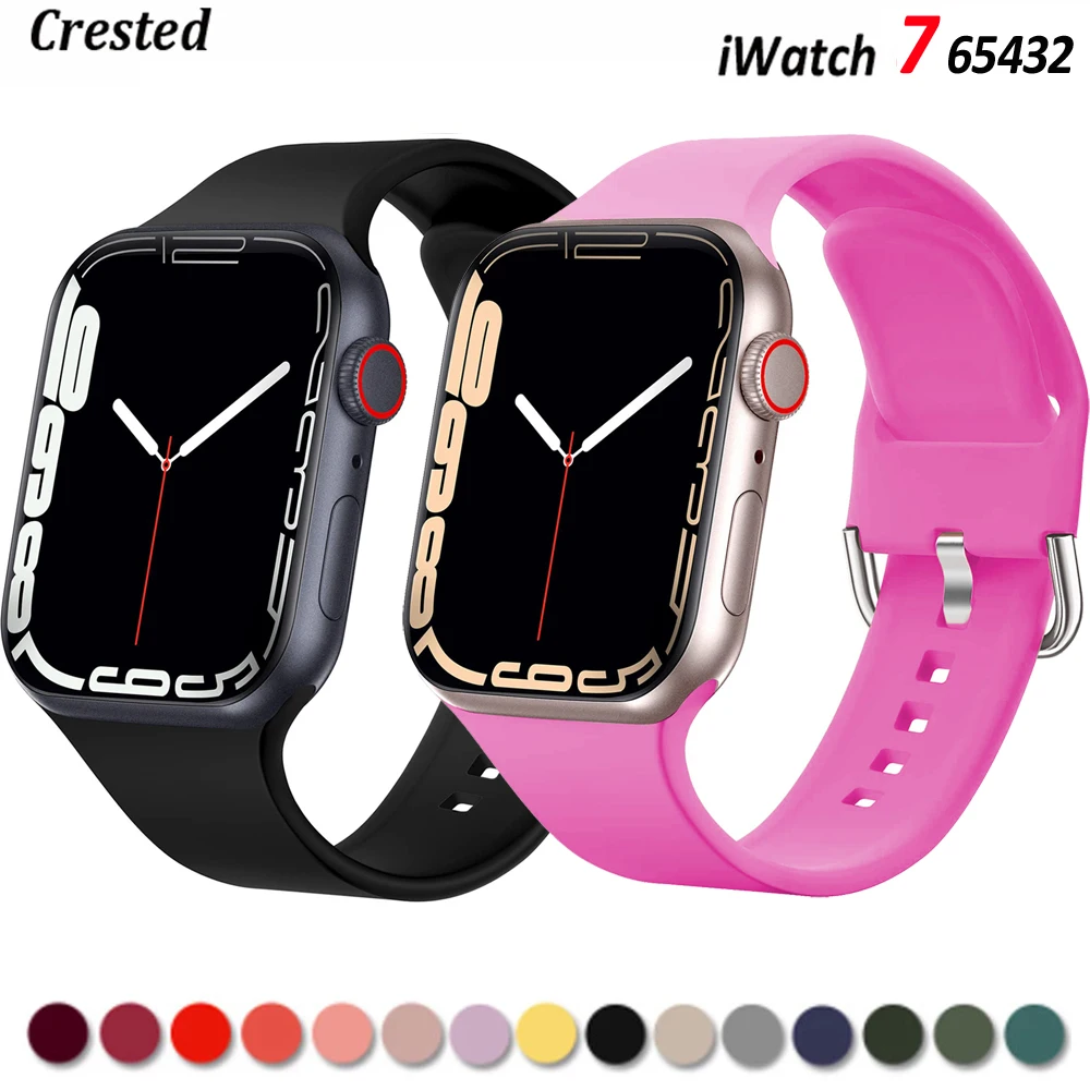 Silicone band For Apple Watch strap 40mm 44mm 45mm 41mm 38mm 42mm 49mm 40 44 45 mm bracelet iWatch series 8 Ultra 6 3 se 7 band