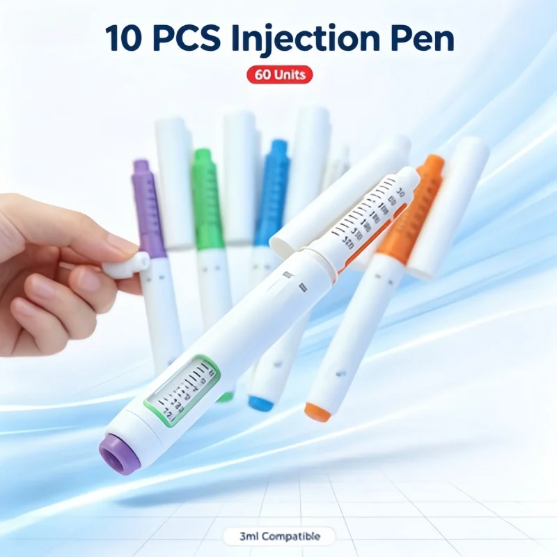 10Pcs Disposable Titanium 60U Injection Pen, Adjustable Dosage Insulin & Peptide Injector, No Medication
