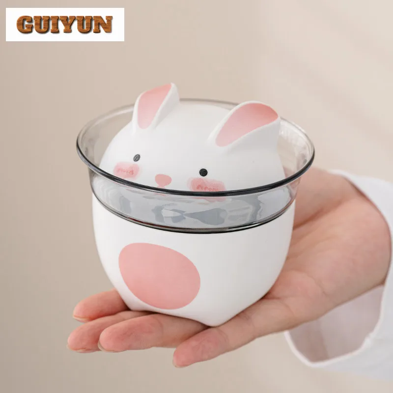 Cute Rabbit Portble Travel Tea Set Kit Aesthetic Tea Tools Set 1 Pot 3 Cups Tea Maker Glass Camping Outdoor Tote Bag Cafes Craft