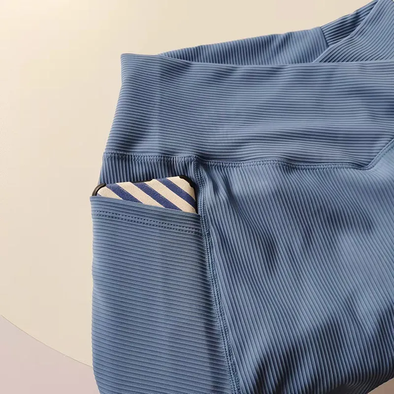 Women Cross Waist Athletic Shorts 2 Pockets Quick Dry Anti Chafing Outdoor Cycling Fitness 4 Points Shorts