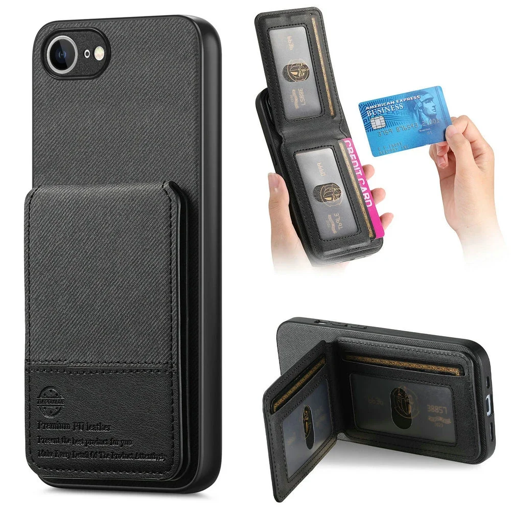 

Pop For IPhone 16e 2025 Luxury Case RFID Blocking 360 Protective Leather Card Back Coque IPhone 16E Case IPhone 16 E Flip Cover