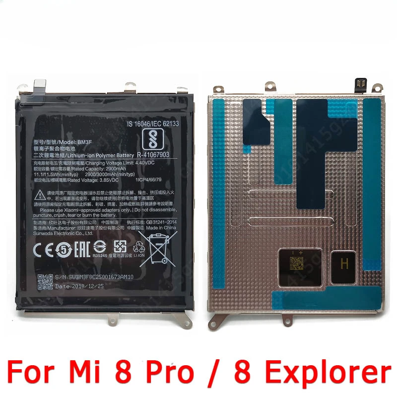 100% For Xiaomi Mi 8 Pro Mi8 Explorer Battery BM3F 2900mAh Li-lon Cellphone Built-in Batteria Replacement Spare Parts