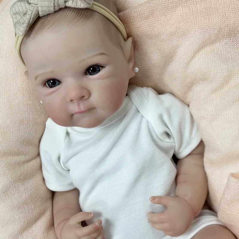 18インチ（45cm）コットンボディ/フルビニールボディのリボーンドール、青い瞳のベティちゃん、リアルで抱き心地の良い赤ちゃん人形、子供向けおもちゃギフト