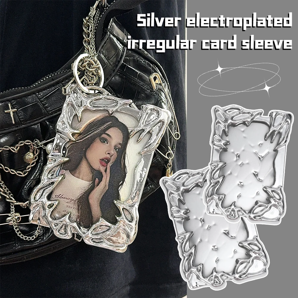 

Creative Silver Electroplated Photocard Frame Protector For Idol Kpop Photo Cards Packaging Sleeve Metal Texture Cover