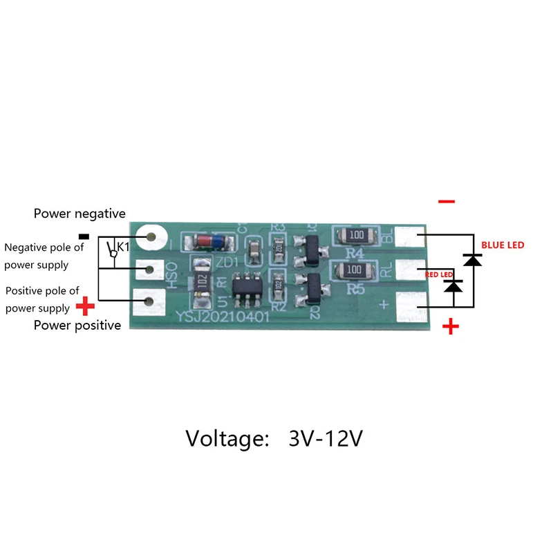 3-12V Flashing LED Light Module Red Blue Two-color Pair Flashing Suitable For Car Model Bicycle Electric Vehicle Safety Light