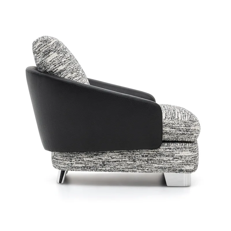 

Light luxury single stainless steel metal foot Italian cloth leather art designer leisure chair