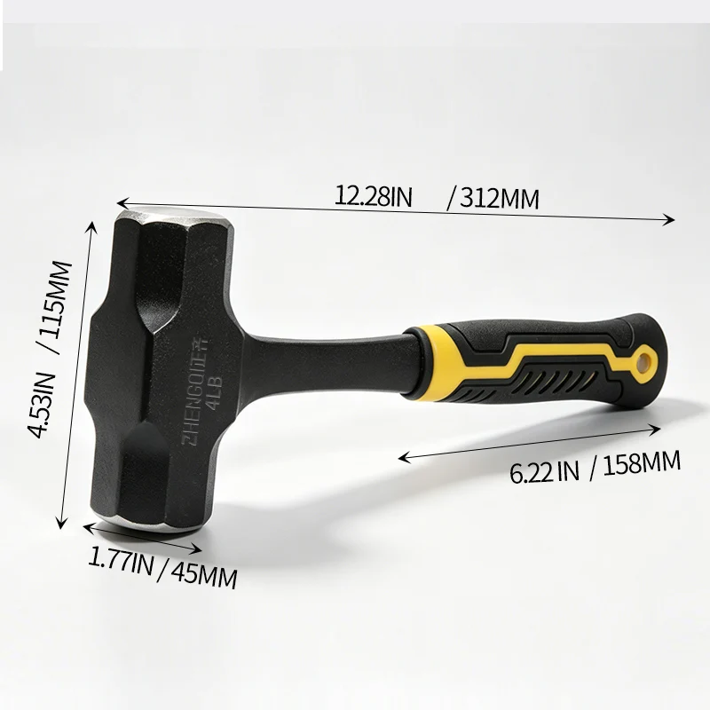Achteckiger Hammer, Hochleistungs-Einteiler aus geschmiedetem Stahl, Mauerhammer, Bauhammer, Zimmermannshammer, Ingenieurhammer – Detail 2