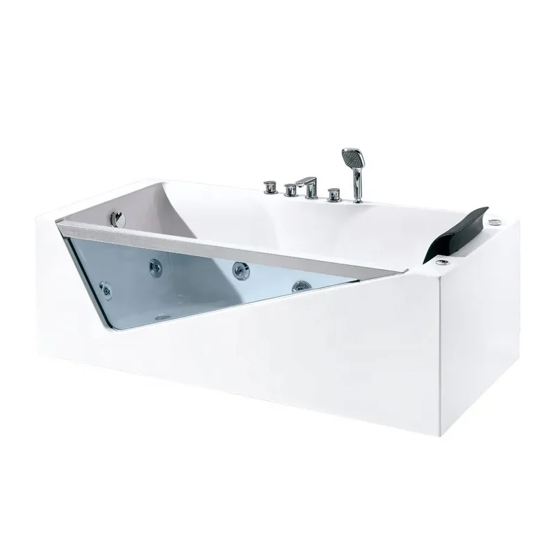 Square Acrylic Jacuzzi Tub with Glass Lantern Bubble 5 Piece Set for Hotel Home Engineering Bath