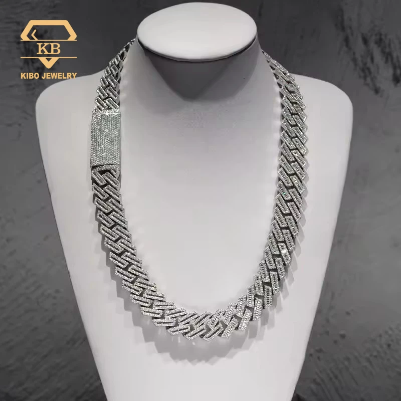 

20mm Luxury Diamond Hip Hop Jewelry 925 Silver Chains For Men Baguette Cut Moissanite Necklace Iced Out Cuban Link Chain