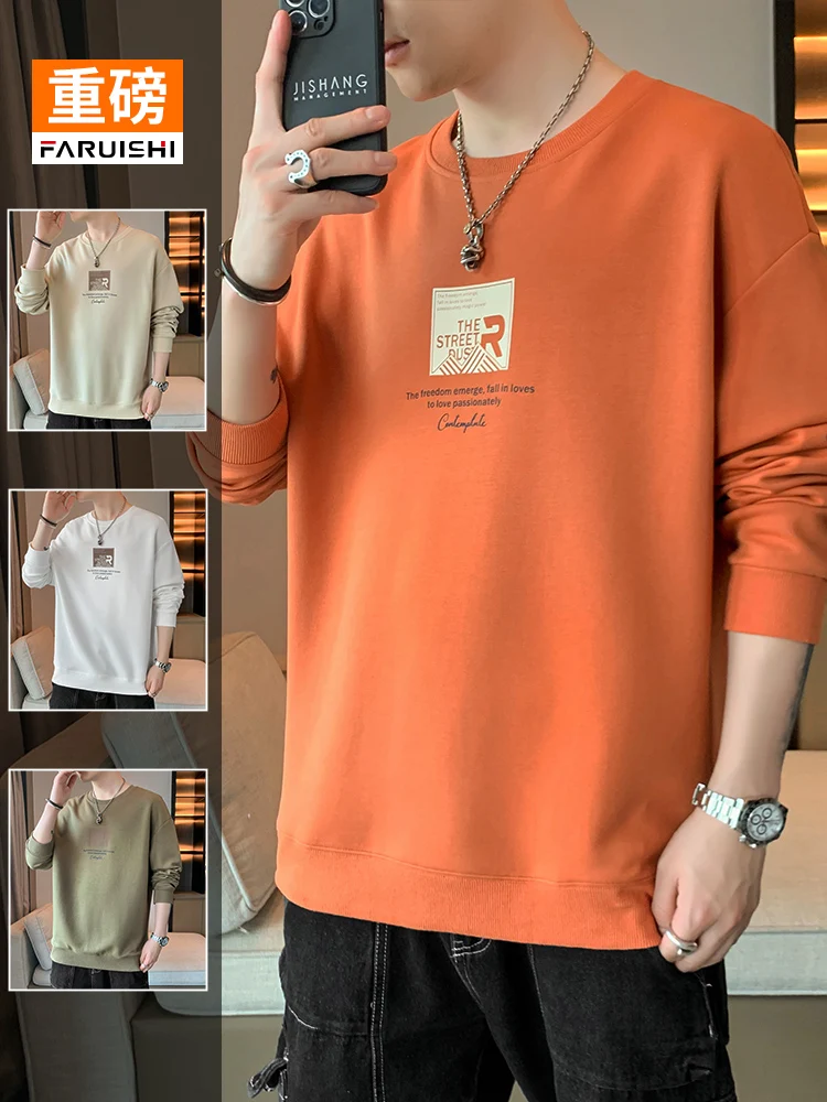 

Весенне-осенняя плотная износостойкая мужская толстовка с длинными рукавами, однотонная, с принтом, универсальный топ для мальчиков и мужчин, повседневная одежда