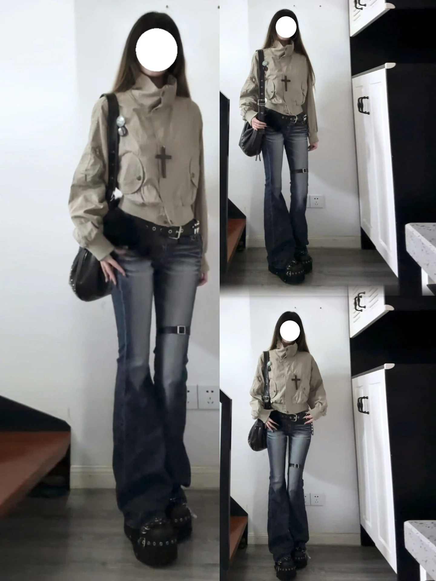 

Korean Sle ort Flight Jaet Women's Autumn Winter New Faion Baseball orm Workwear Top Quali Polyester Fiber