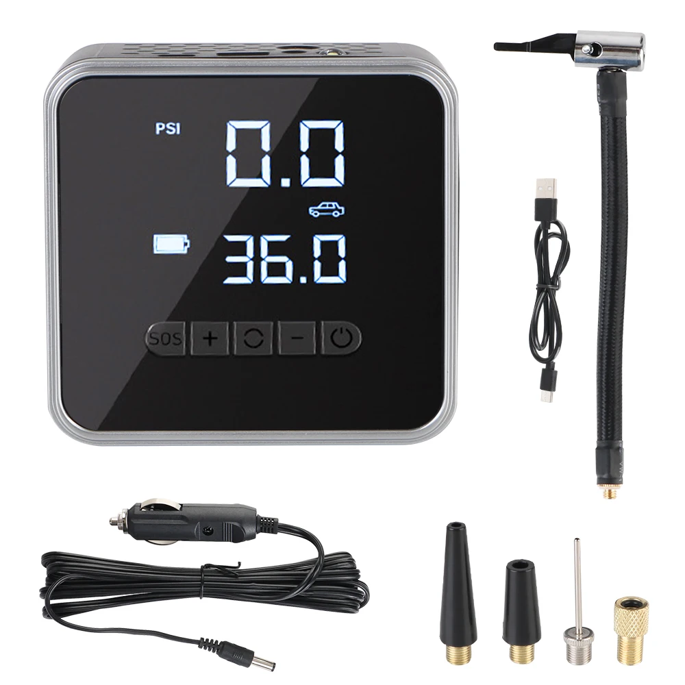 Tire  Inflator Air Compressor LCD Display 150PSI Digital Rechargeable With LED Light LED SOS Light