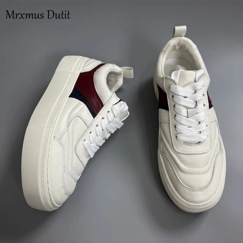 Mrxmus 2023 Women New Fashion Lacing Round Head Flat Thick Sole Sneaker Solid Versatile Casual Simple White Shoes Female Chic